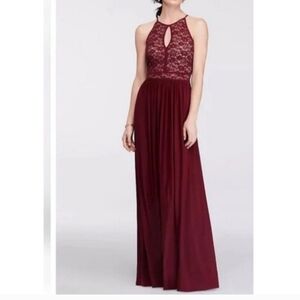 Morgan & Co. Burgundy Lace Evening Dress
